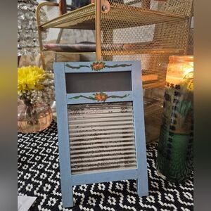 Blue Decorative Washboard with Cork Board And Chalkboard